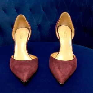Barney’s New York Maddy Suede d’Orsay Heels in Wine (size 39.5)